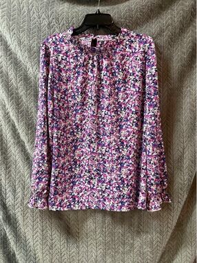 BTFBM Floral Long Sleeve Blouse in Pink and Purple